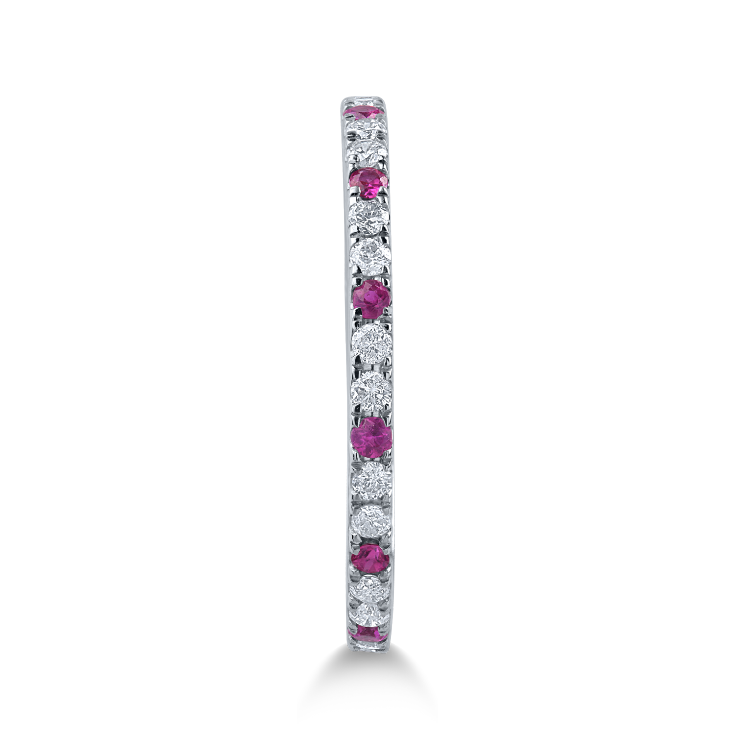 Half eternity ring in white gold with 0.1ct rubies and 0.18ct diamonds