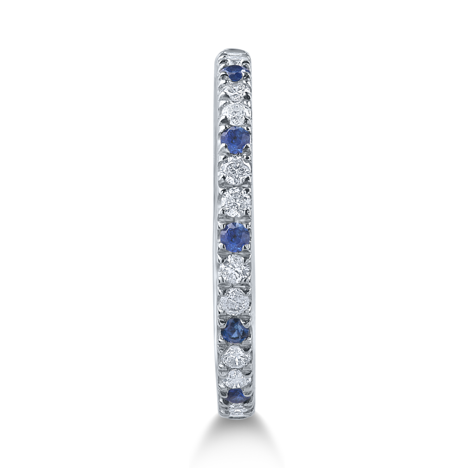 Half eternity ring white gold with 0.08ct sapphires and 0.15ct diamonds
