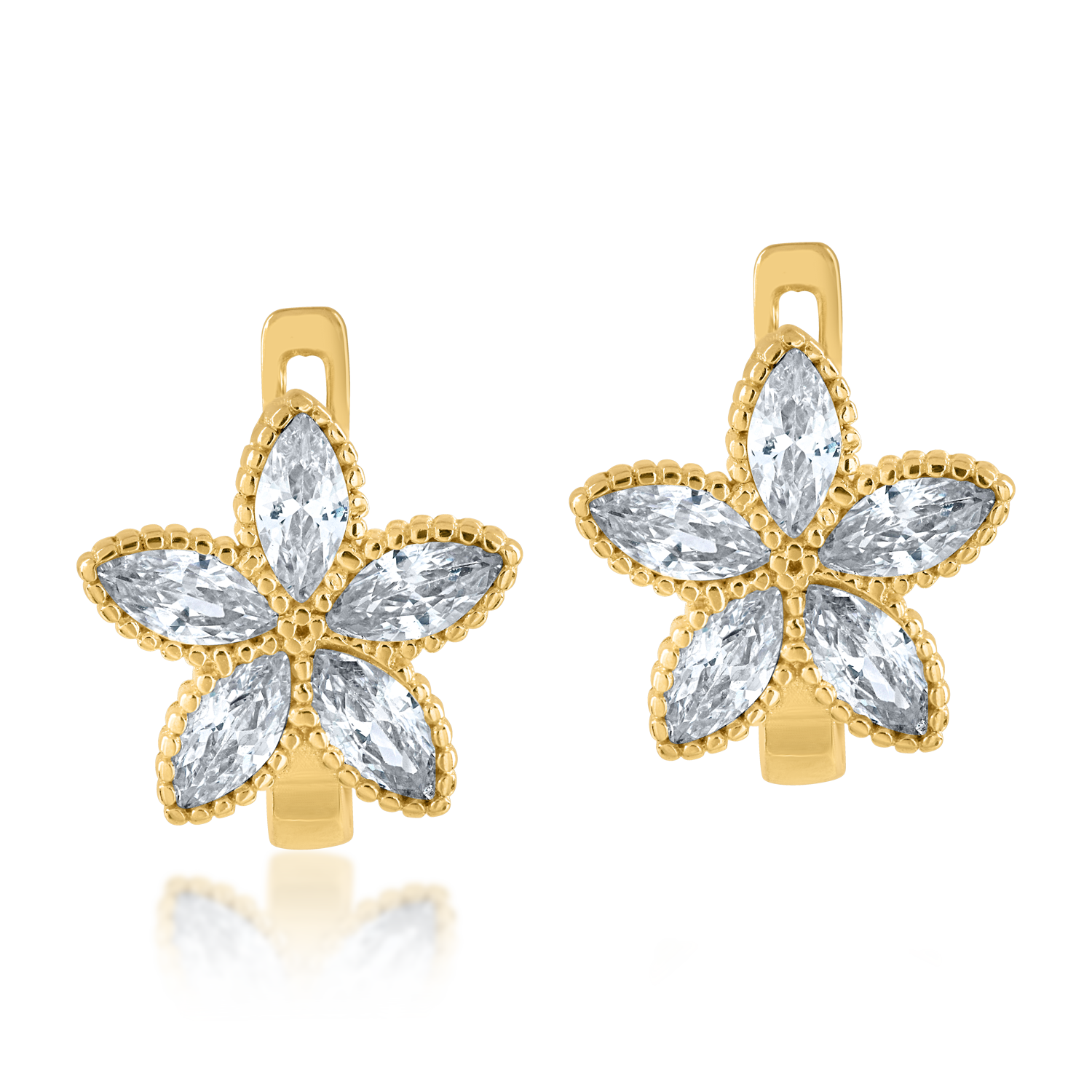 Yellow gold flower earrings