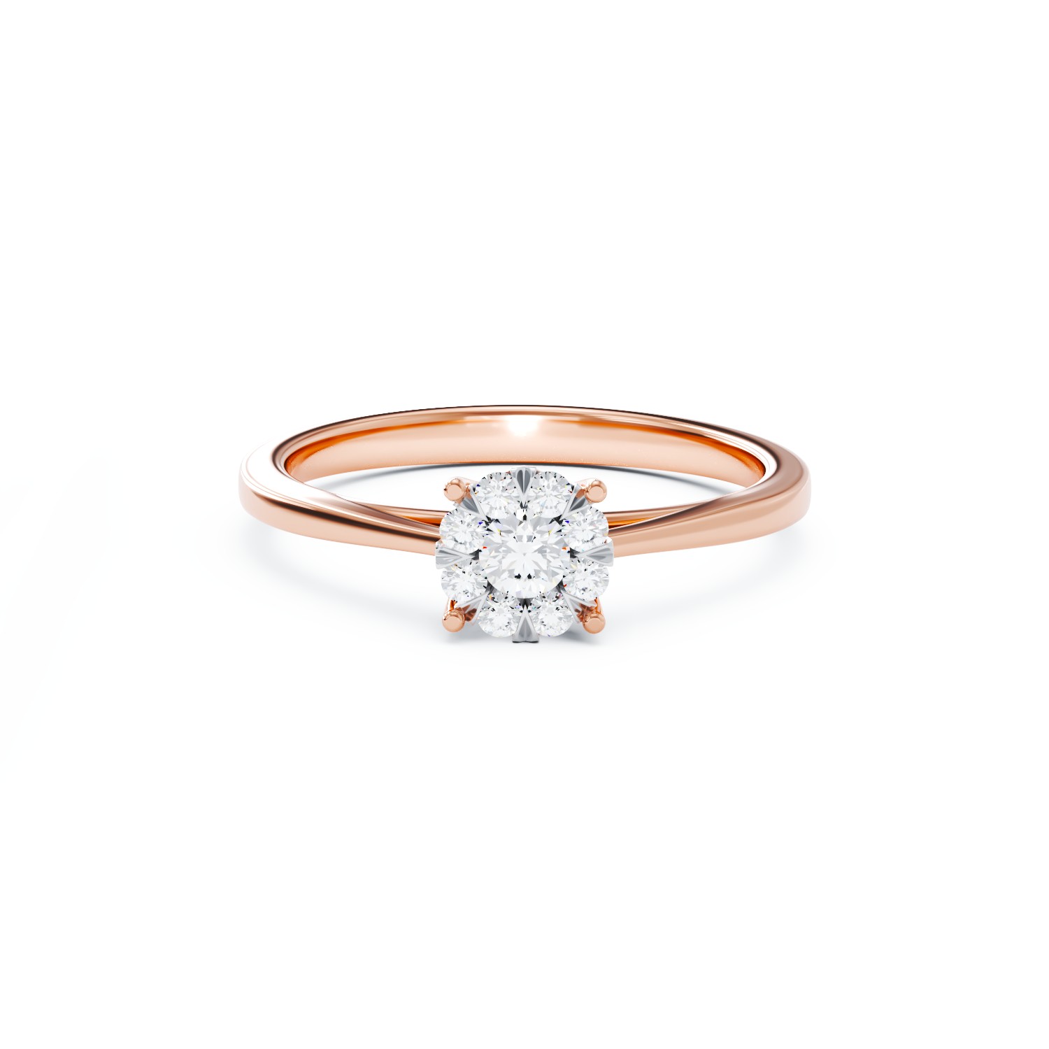 Годежен пръстен от розово злато с диаманти 0.2кт