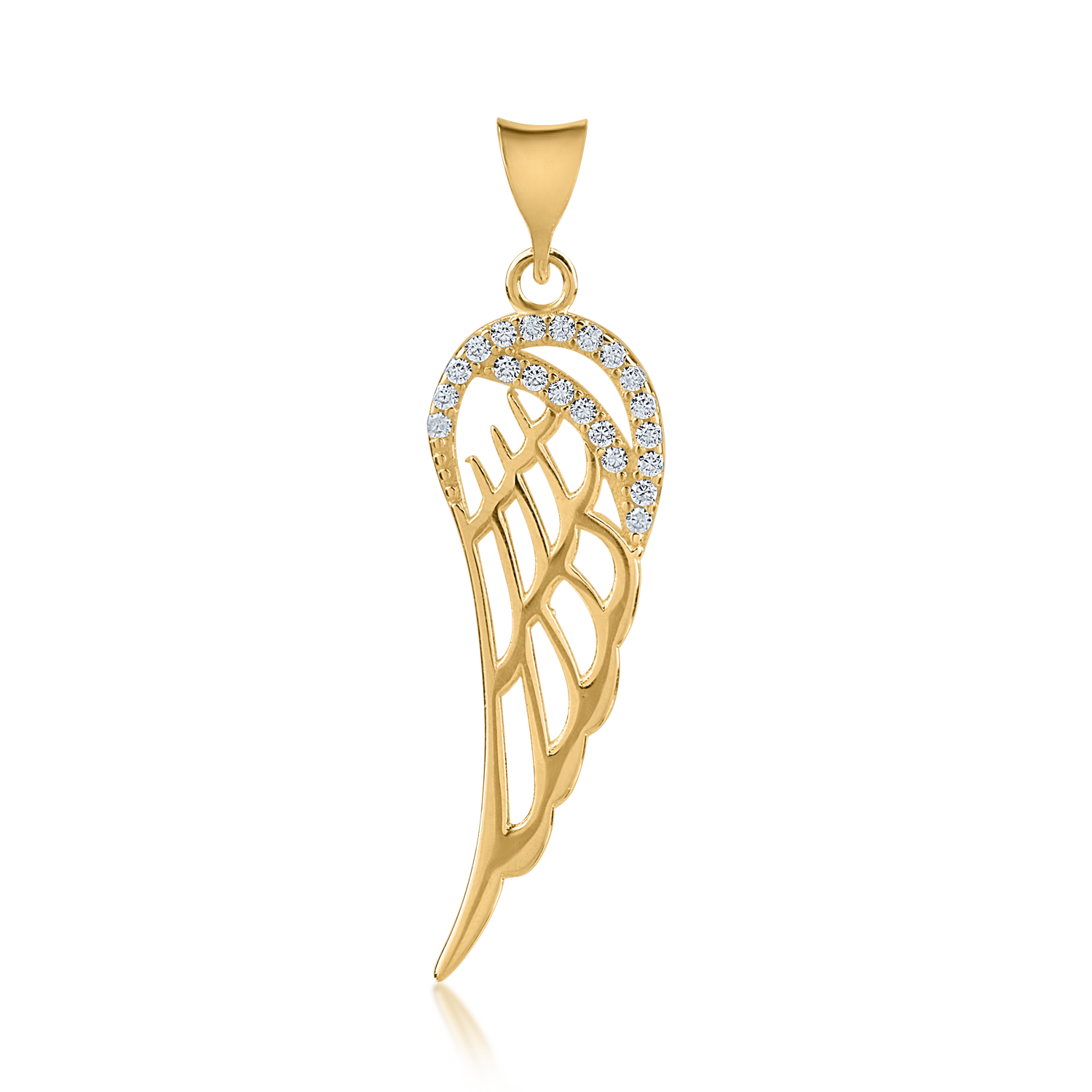Yellow gold angel wing pendant