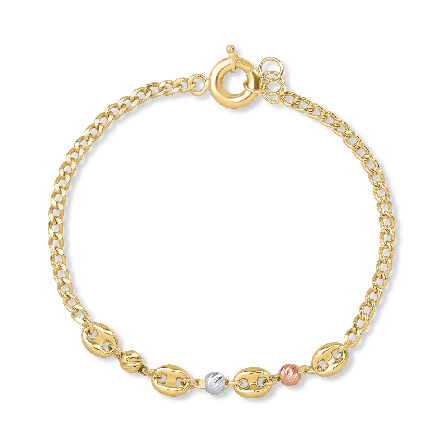White-rose-yellow gold bracelet
