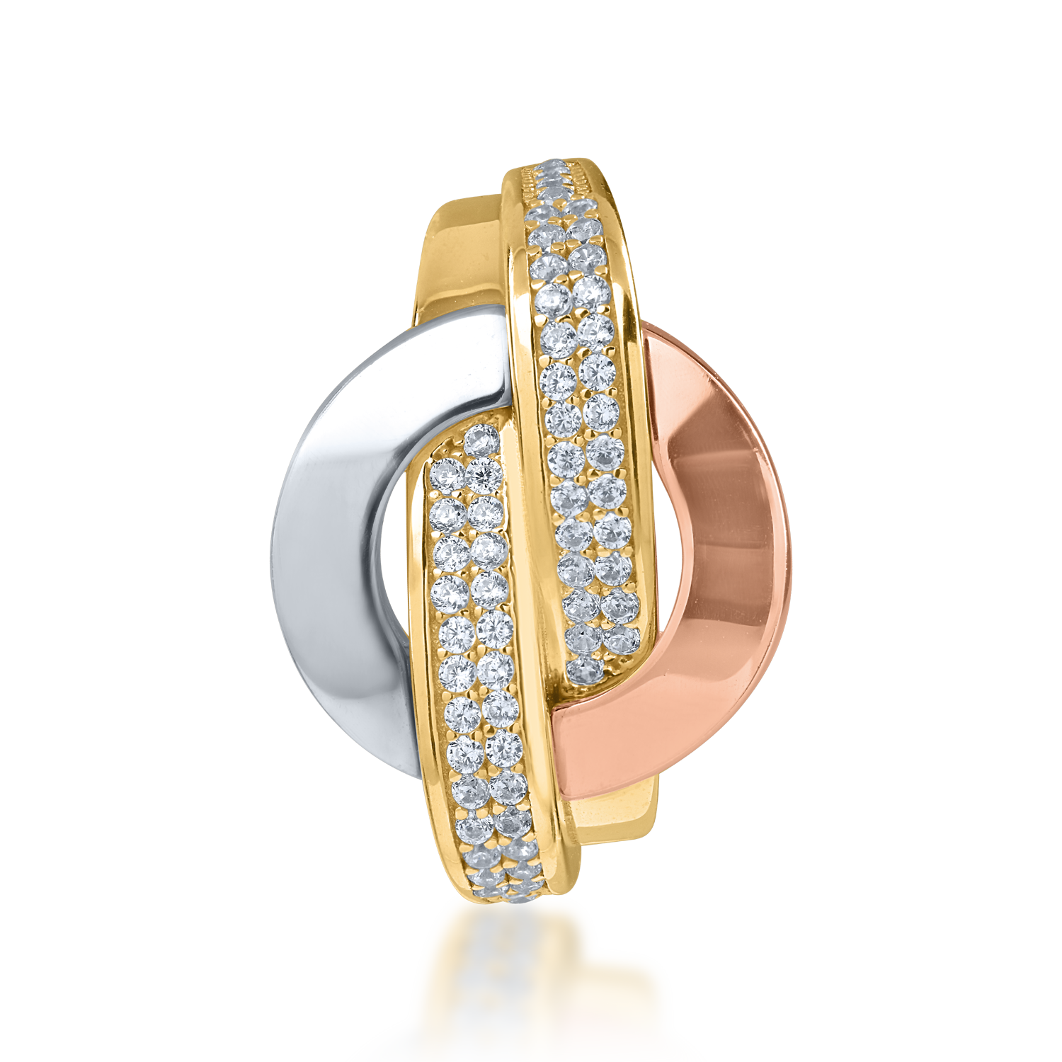 White-rose-yellow gold ring