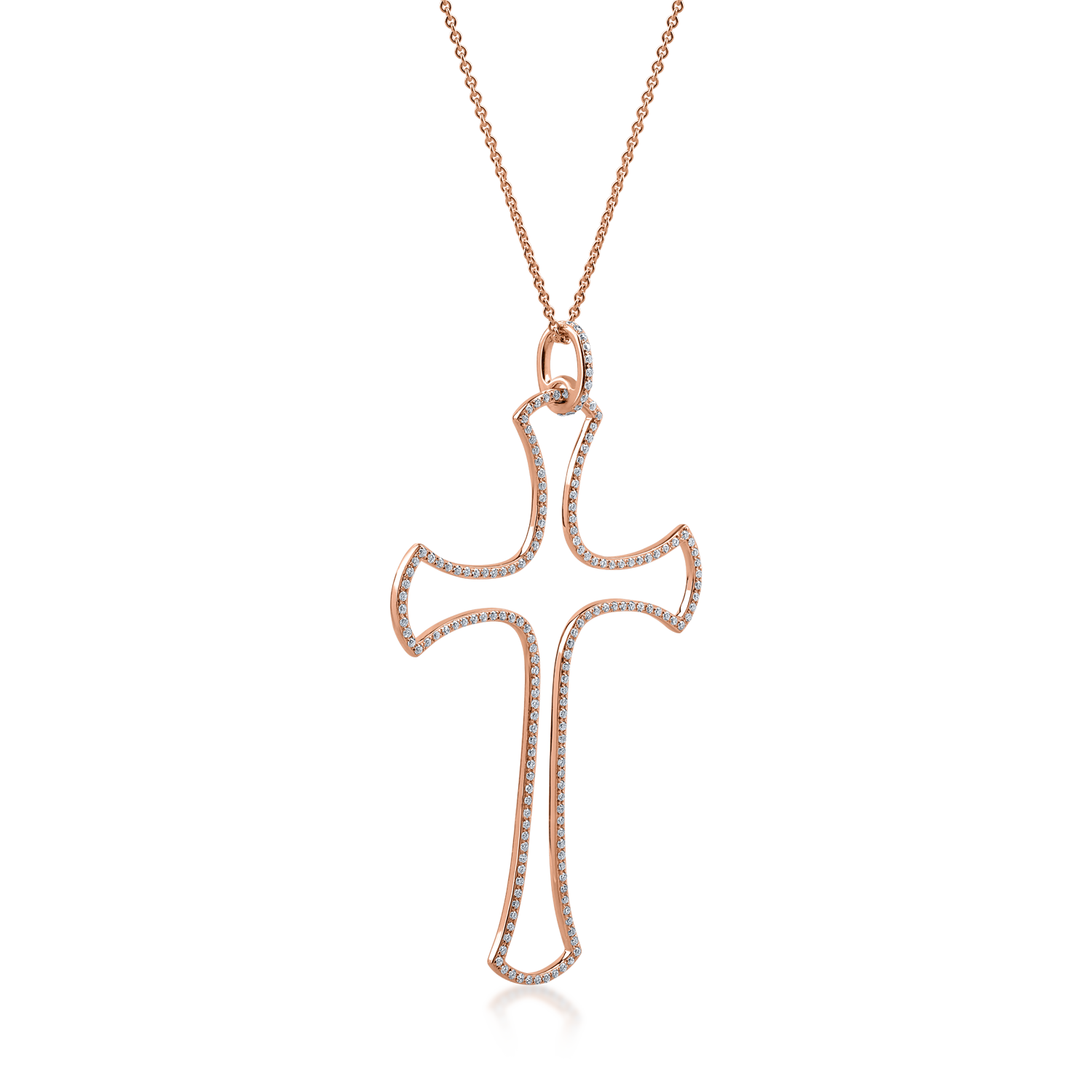 Rose gold cross pendant necklace with 0.9ct diamonds