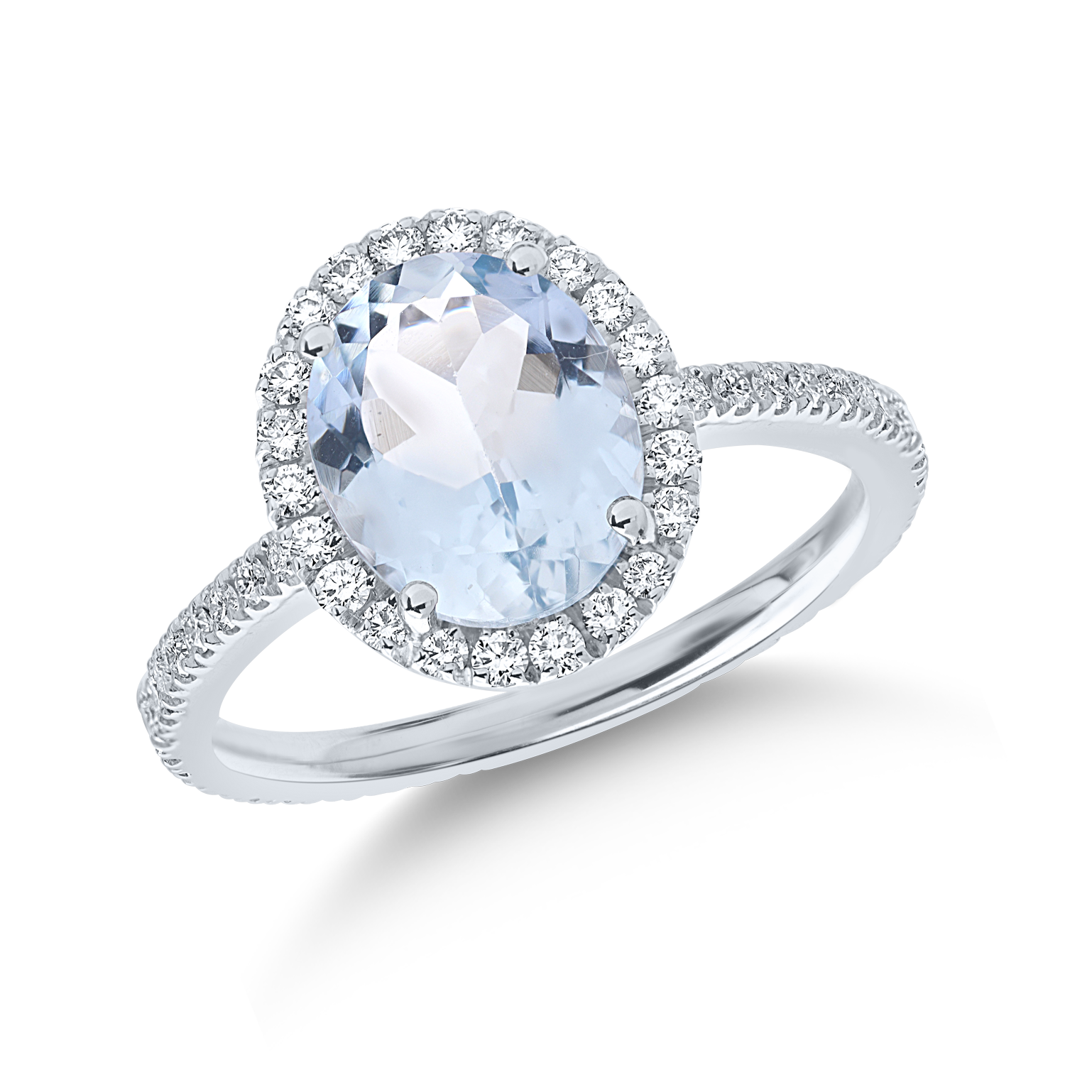 White gold ring with 2.23ct aquamarine and 0.53ct diamonds