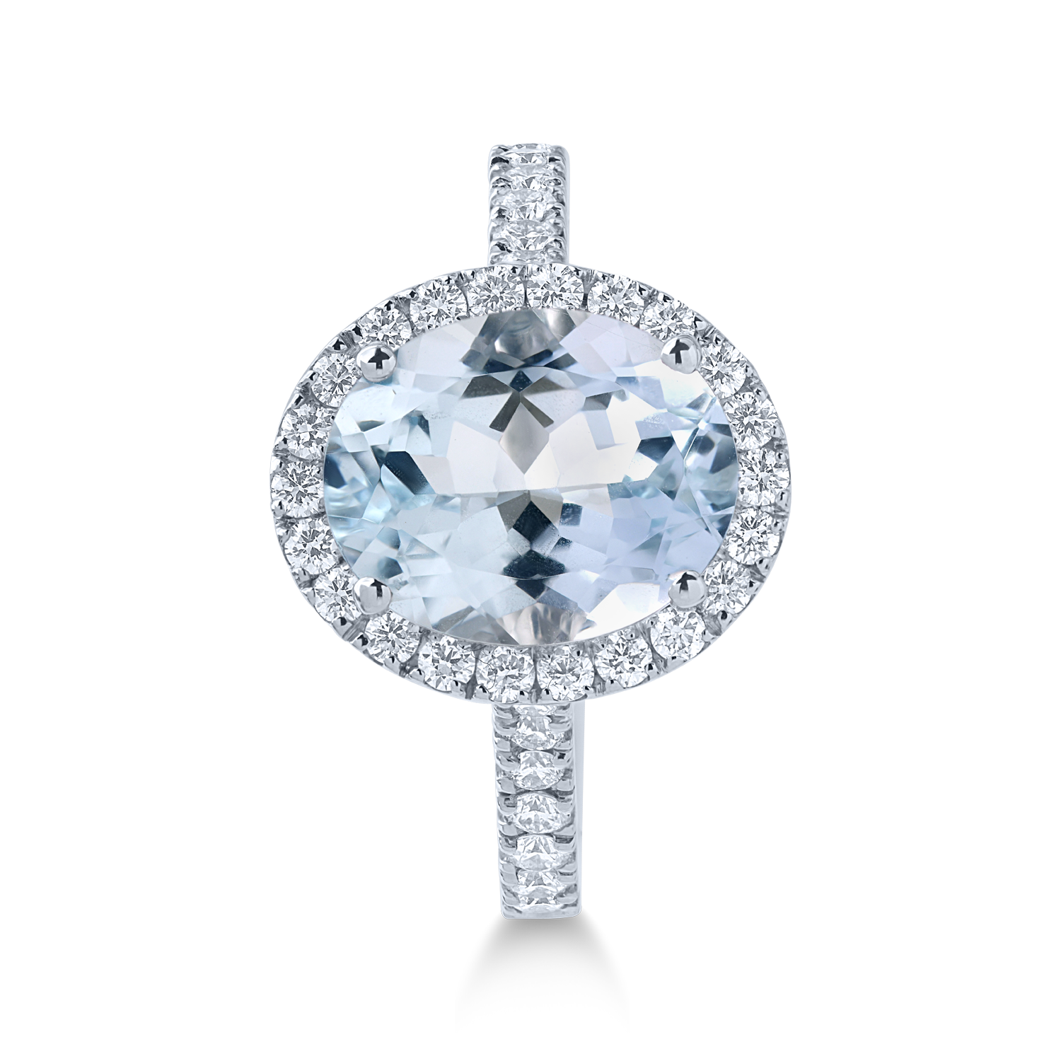 Fehérarany gyűrű 3.5ct akvamarinnal és 0.58ct gyémántokkal