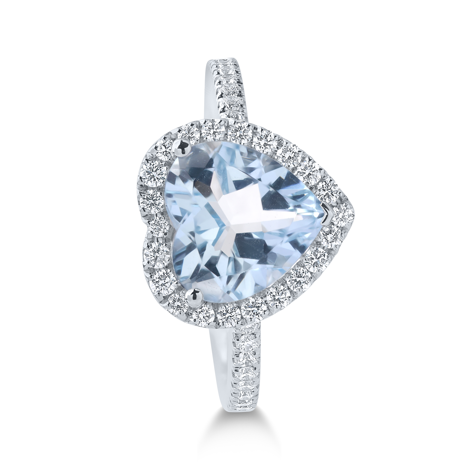 Fehérarany gyűrű 1.97ct akvamarinnal és 0.41ct gyémántokkal