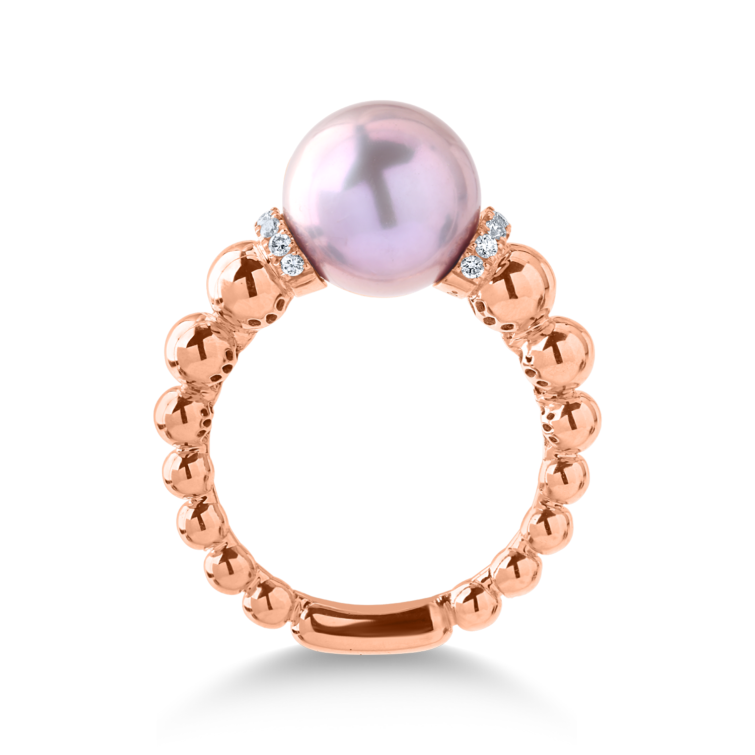 Poze Inel din aur roz cu perla de cultura de 7.8ct si diamante de 0.1ct