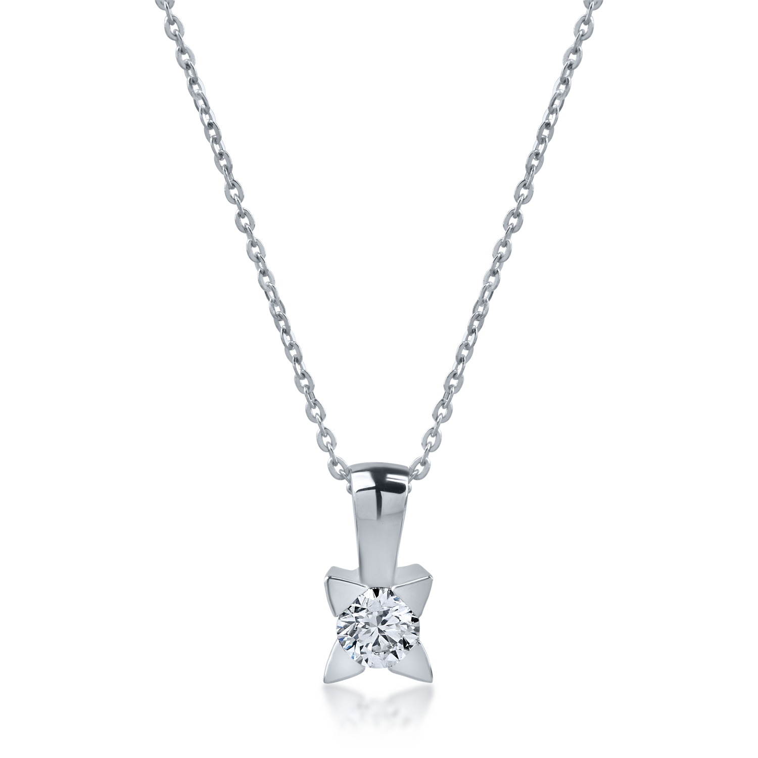 White gold pendant necklace with 0.15ct solitaire diamond