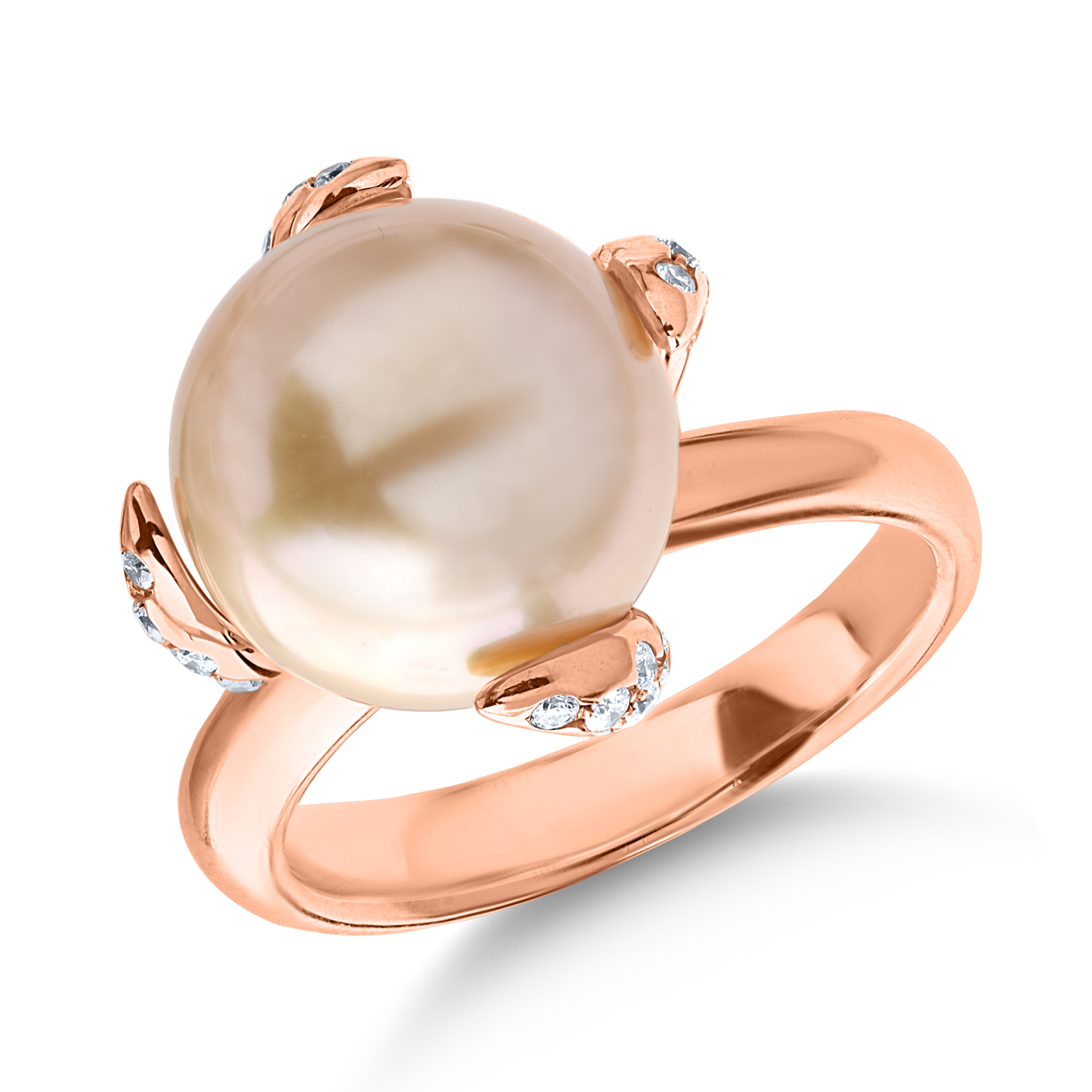 Inel din aur roz cu perla australiana de 12.18ct si diamante de 0.36ct TEILOR poza noua reduceri 2022