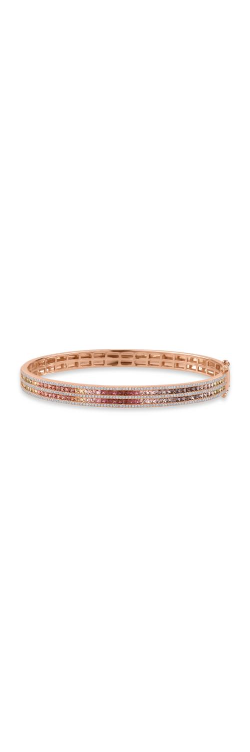 Rose gold bracelet with 2.41ct multicoloured sapphires and 0.54ct diamonds