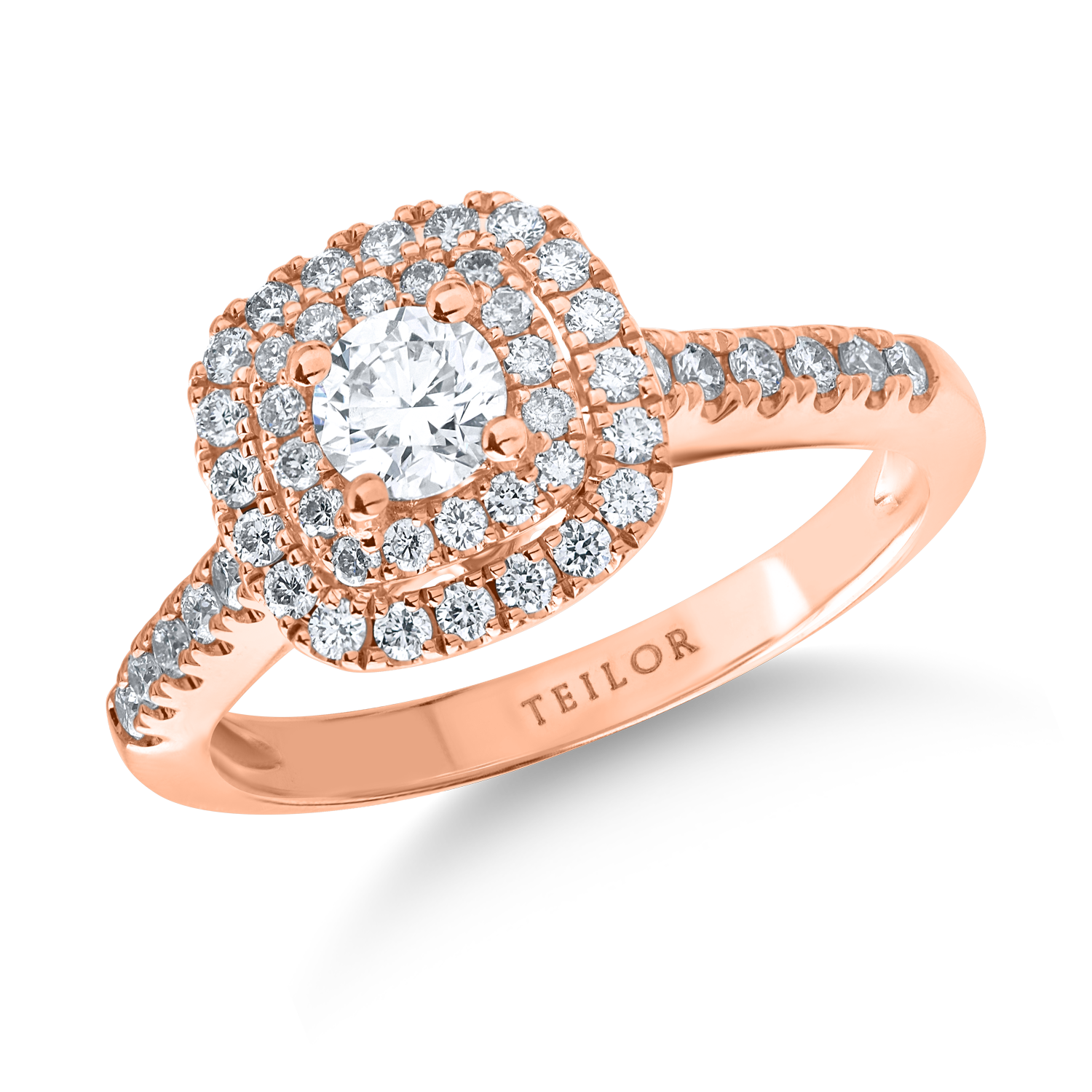 Rózsarany eljegyzési gyűrű 0.74ct gyémántokkal