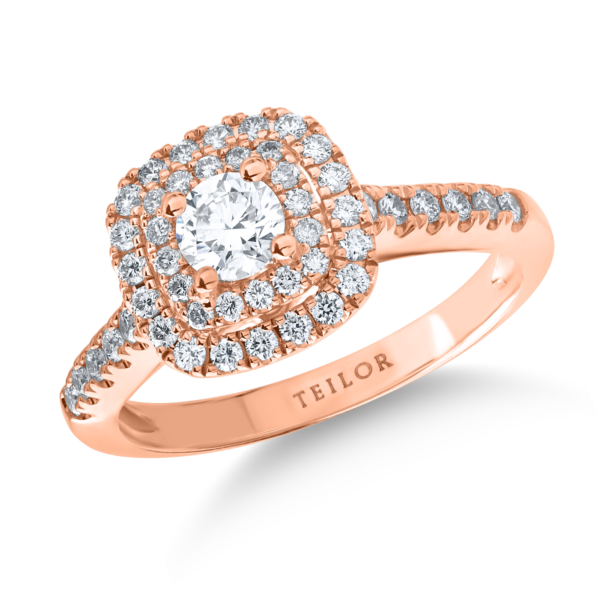 Pierścionek zaręczynowy z różowego złota z diamentami o masie 0.74ct