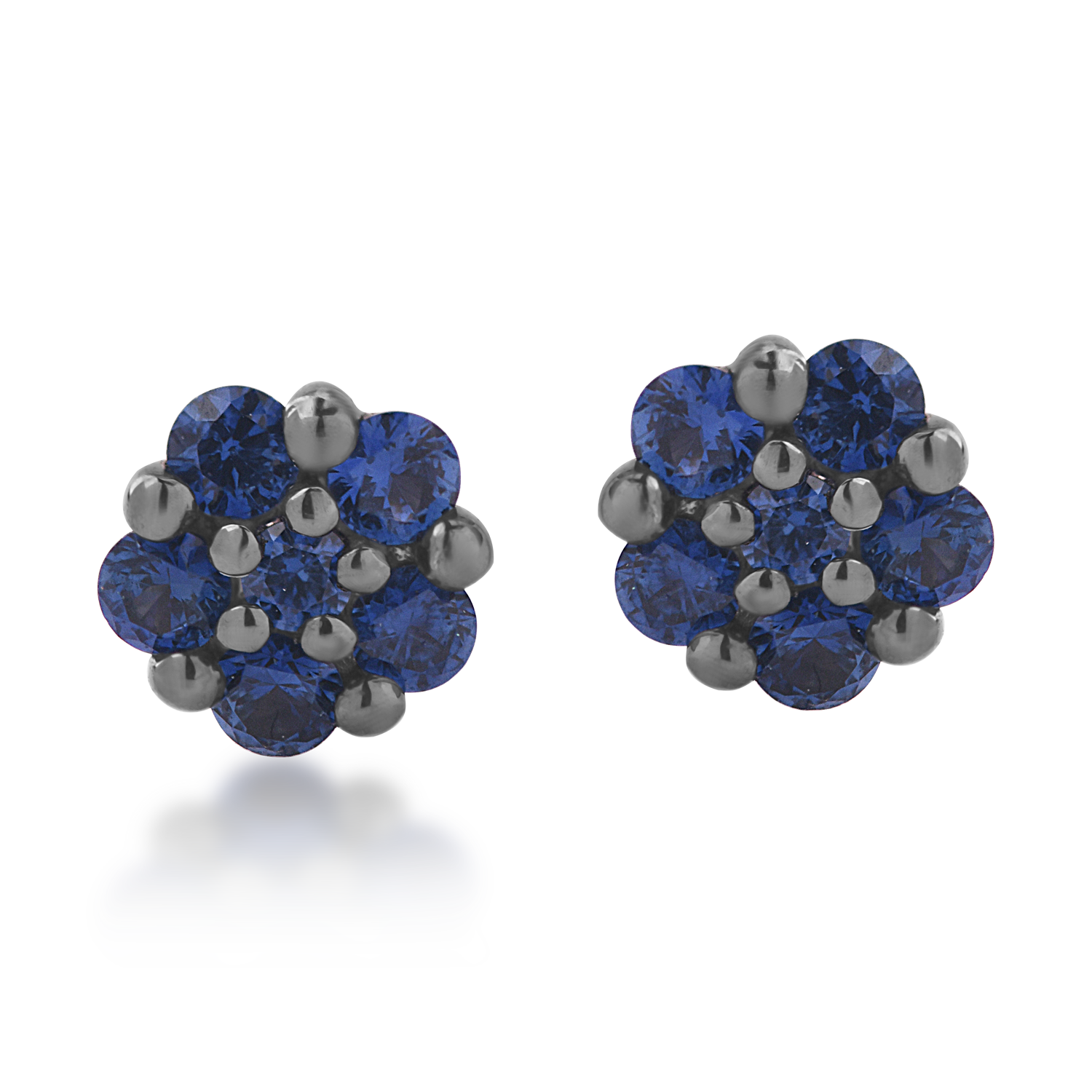 White gold flower earrings with 0.13ct sapphires