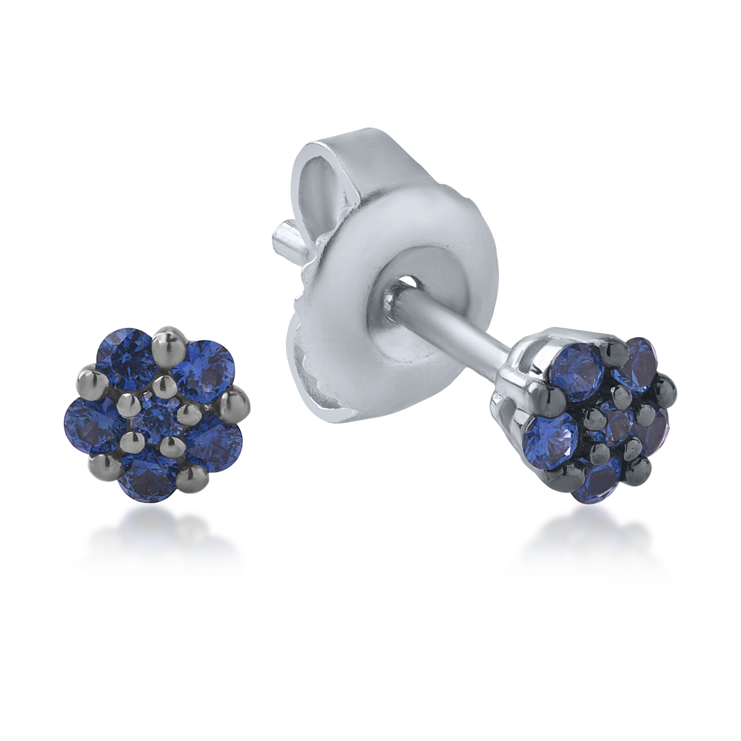 White gold flower earrings with 0.13ct sapphires