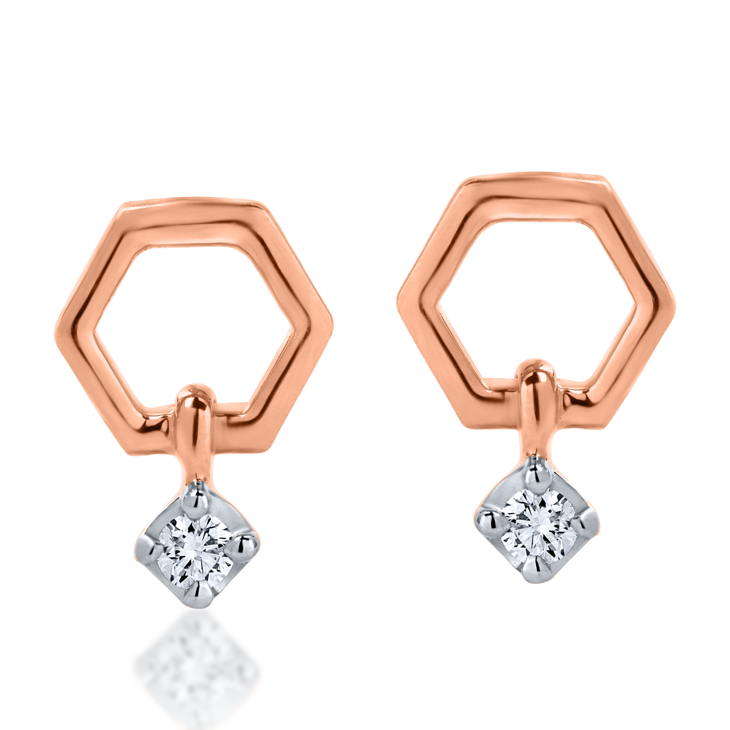 Rose gold earrings with 0.03ct diamonds