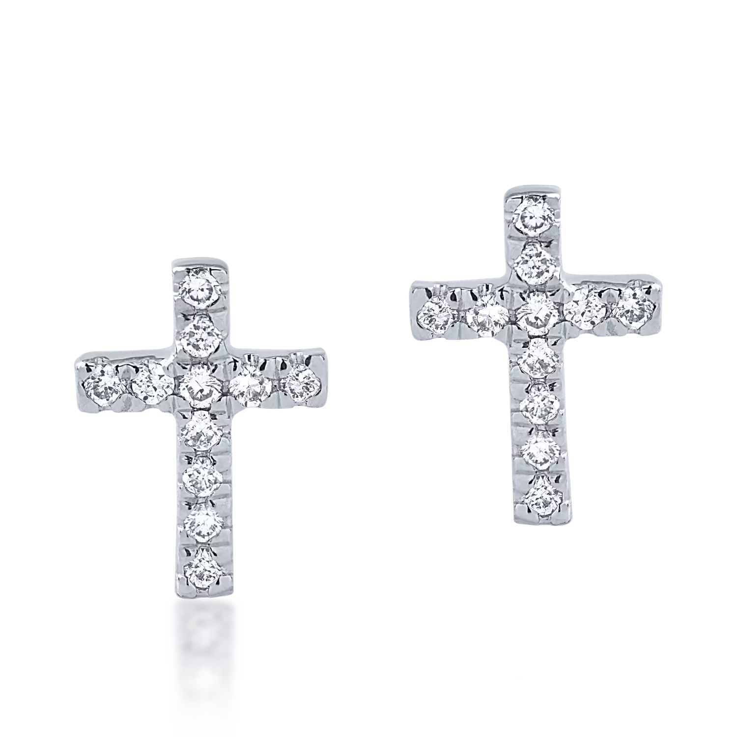 White gold cross earrings with 0.08ct diamonds