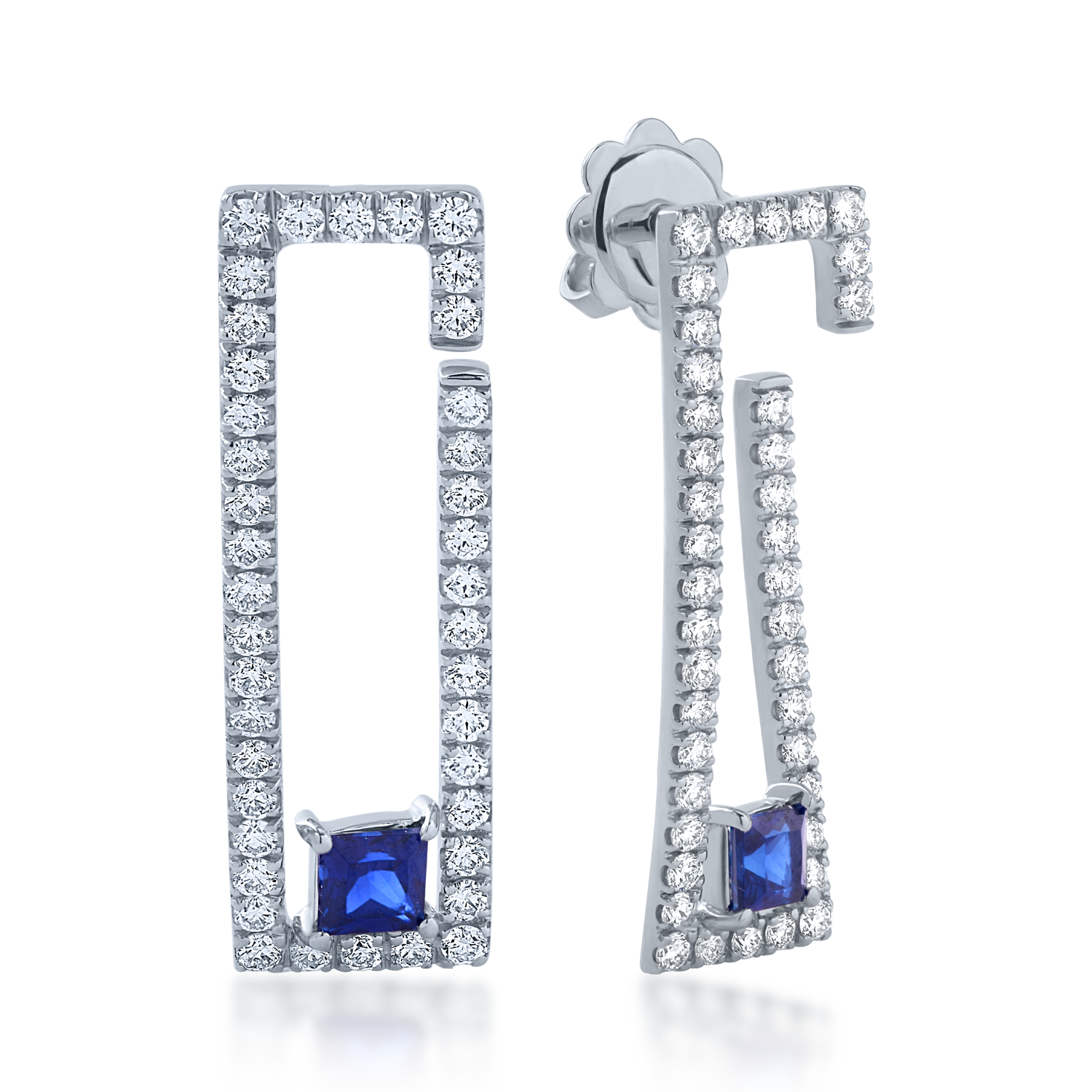 White gold earrings with 0.55ct sapphires and 0.8ct diamonds