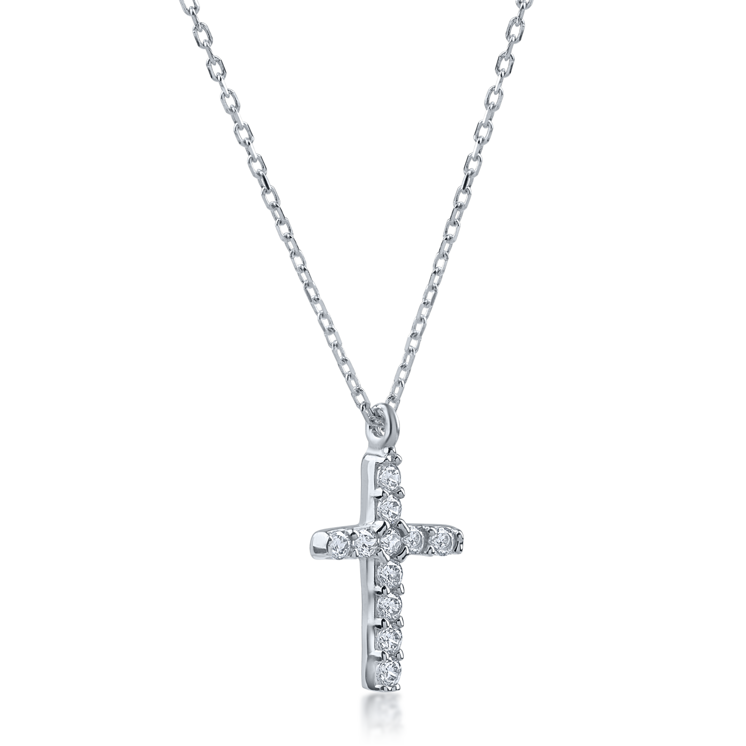 White gold cross pendant necklace