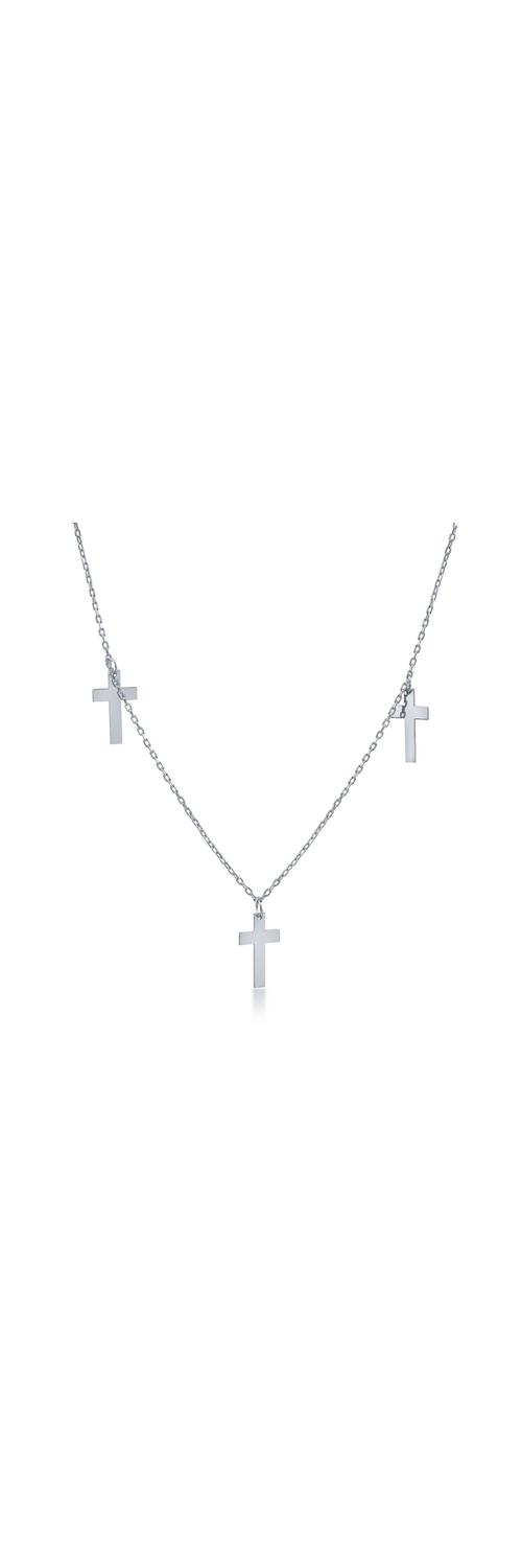 White gold cross pendant necklace