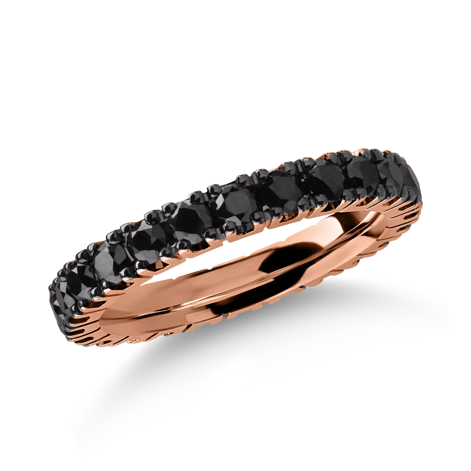 Rose gold eternity ring with 1.7ct black diamonds