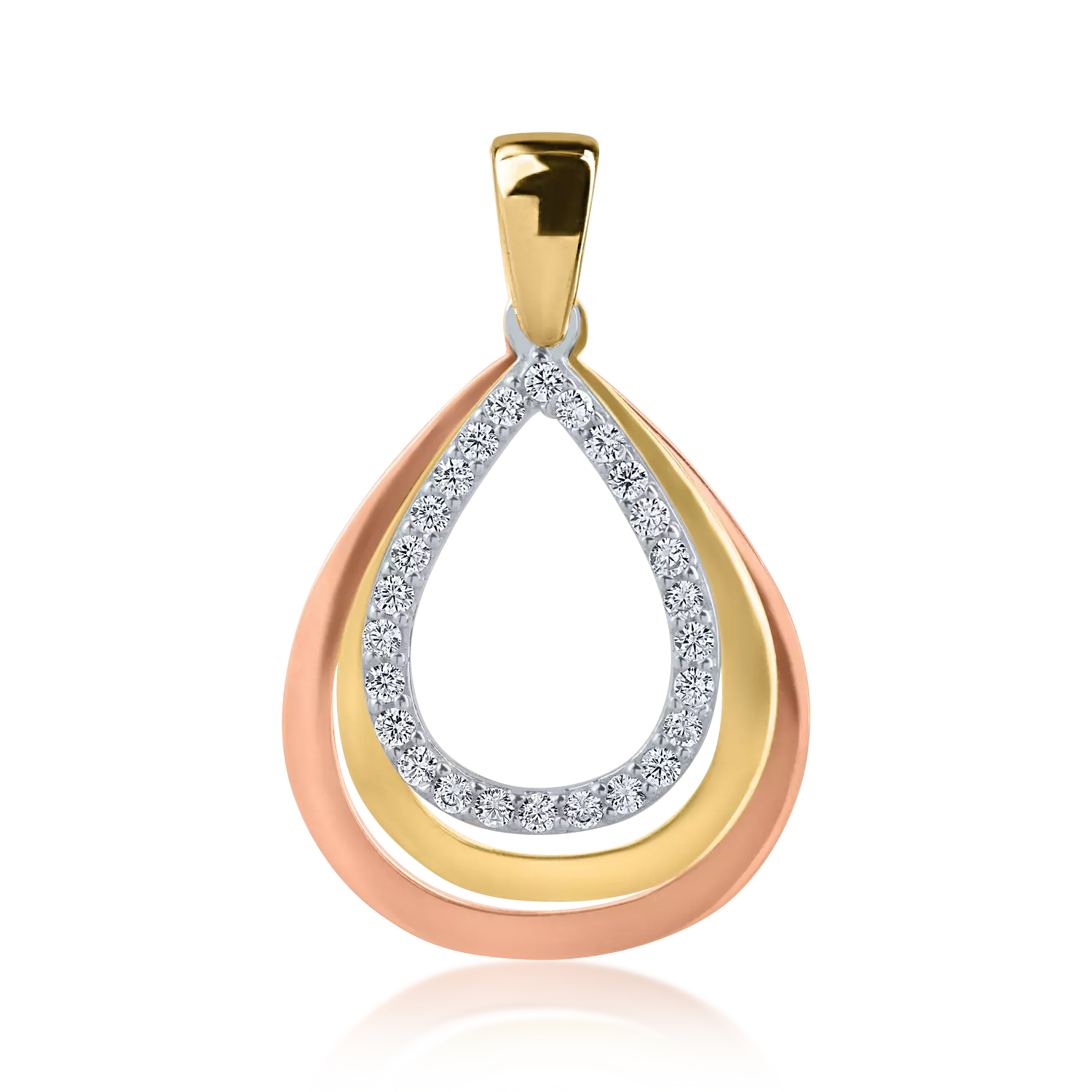 Yellow-rose-white gold pendant