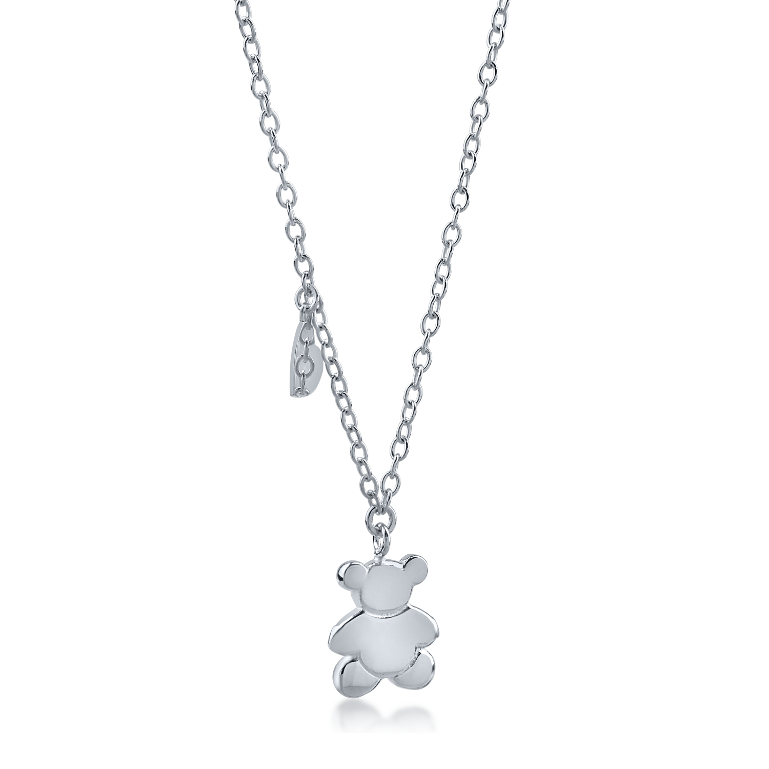 White gold teddy bear pendant necklace