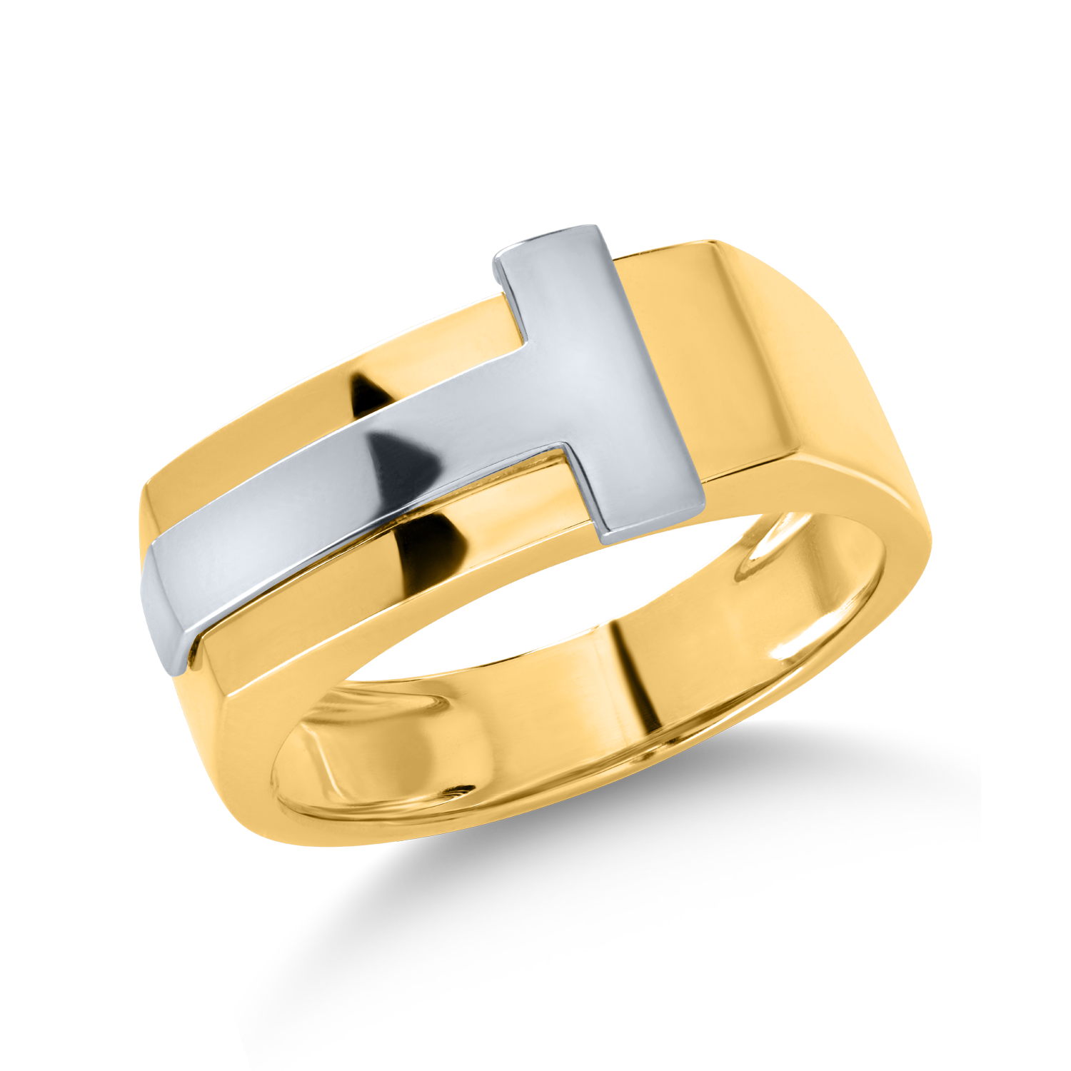White-yellow gold men's ring