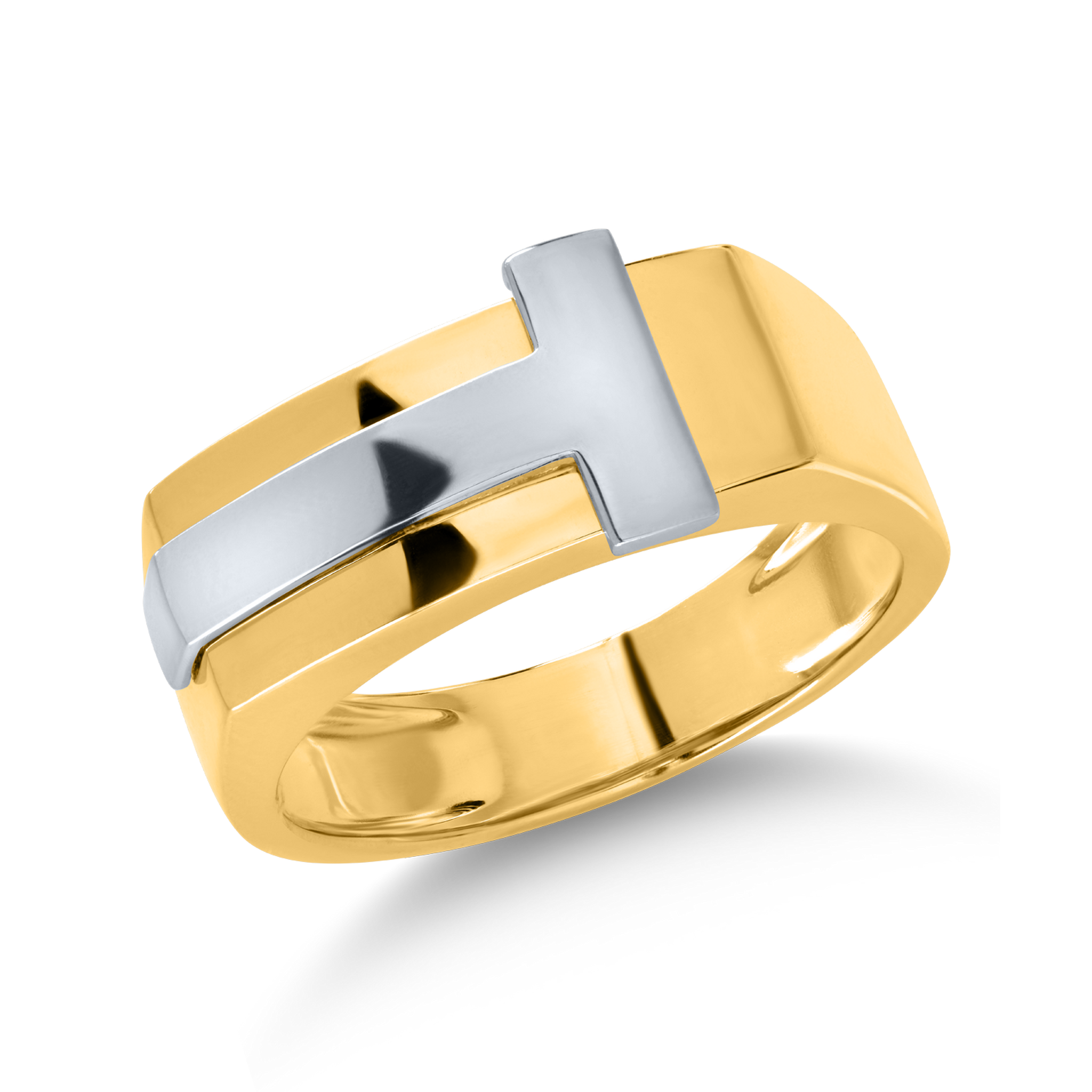 Męski pierścionek z biało-żółtego złota