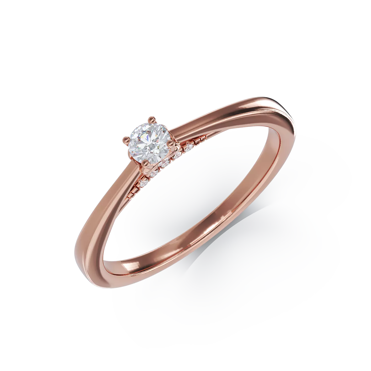 Inel de logodna din aur roz cu diamante de 0.17ct