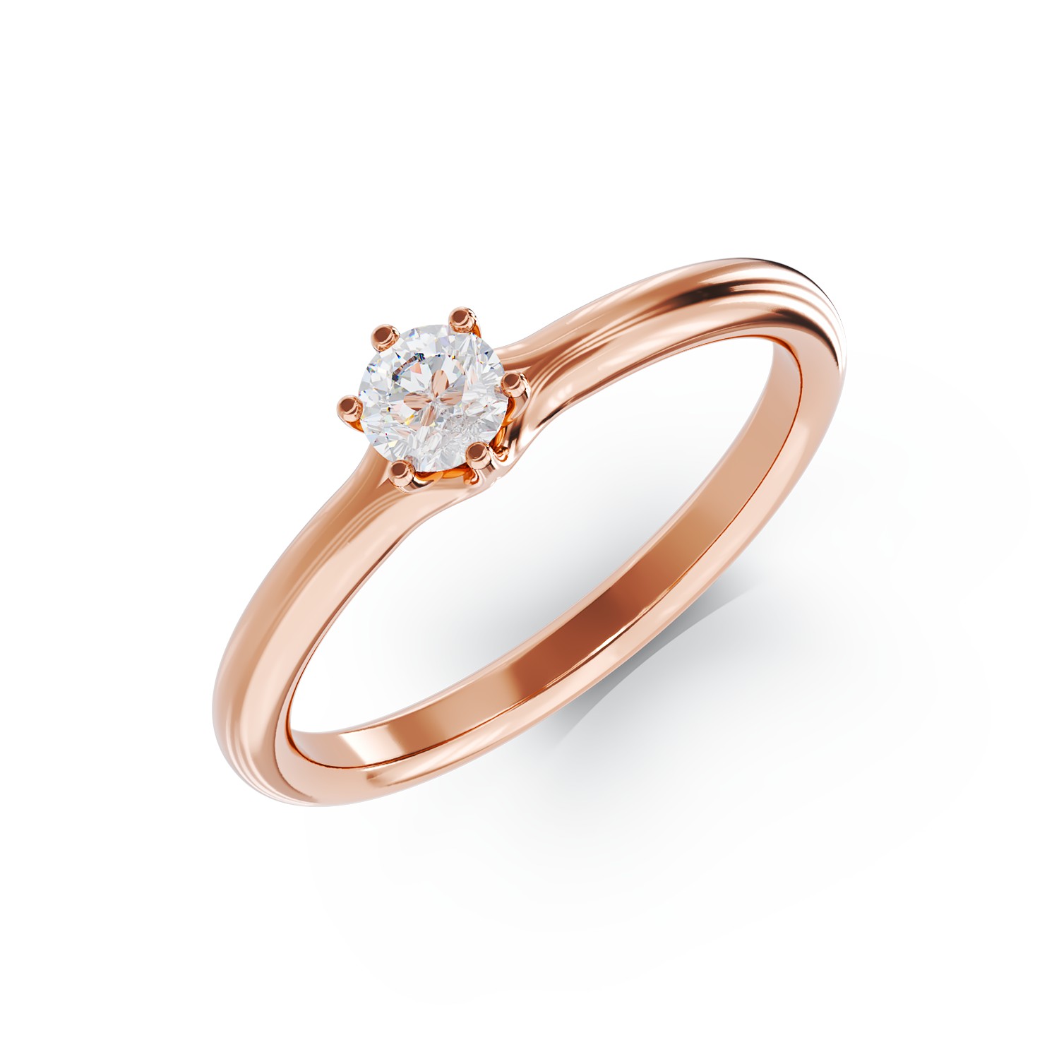 Годежен пръстен от розово злато с диамант пасианс 0.2кт