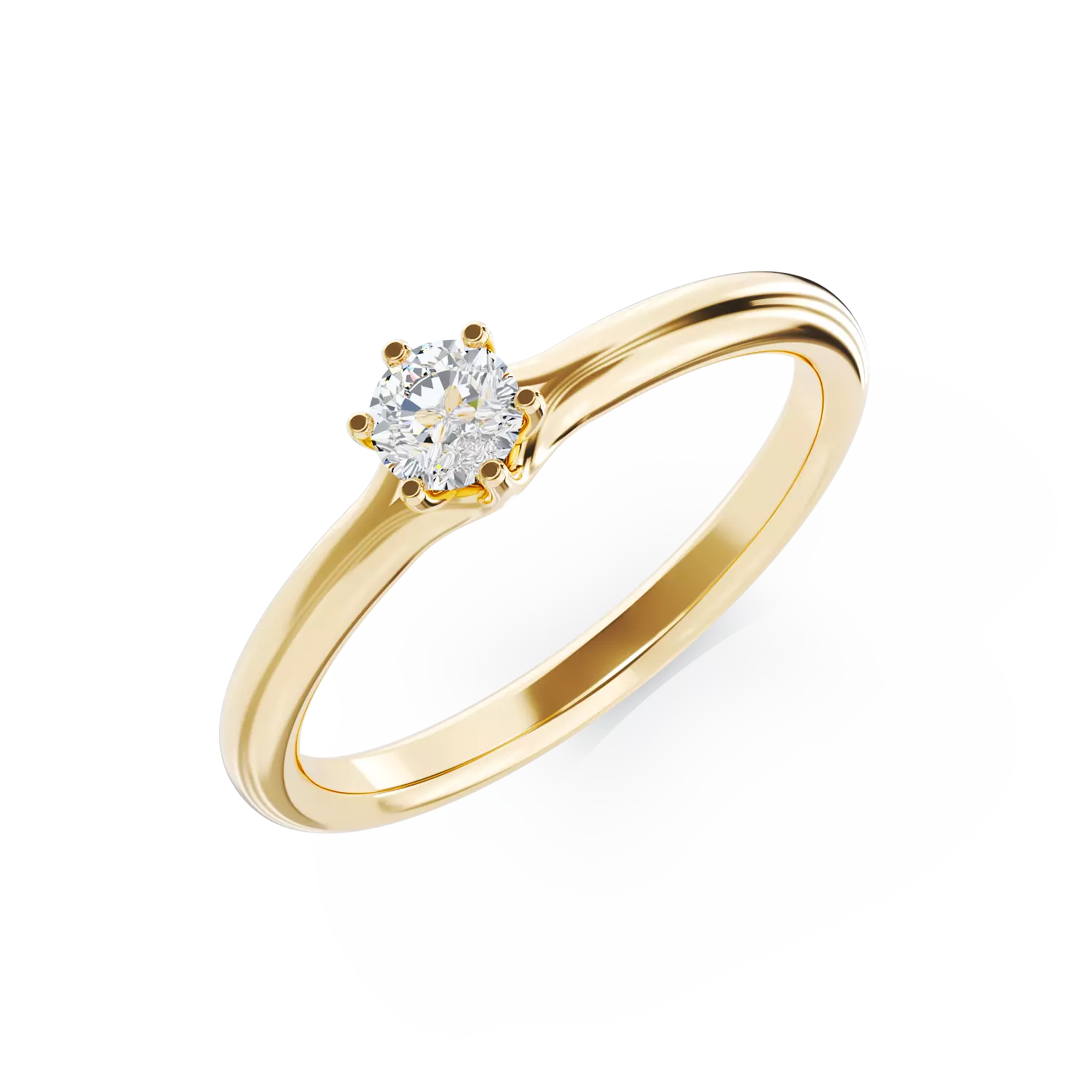 Inel de logodna din aur galben cu diamant solitaire de 0.2ct