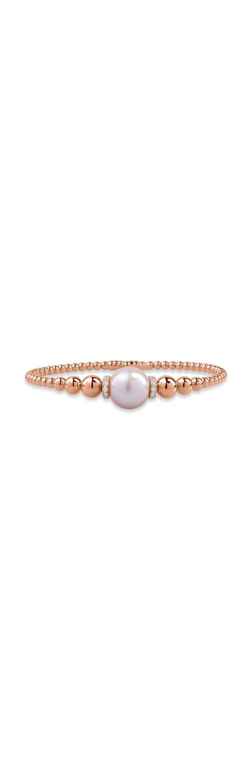 Rose gold bracelet with 14.5ct fresh water pearl and 0.25ct diamonds