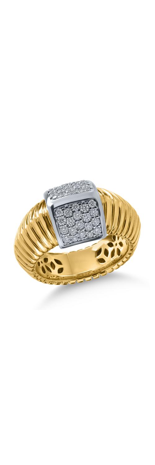 Fehér-sárga arany gyűrű 0.44ct gyémántokkal