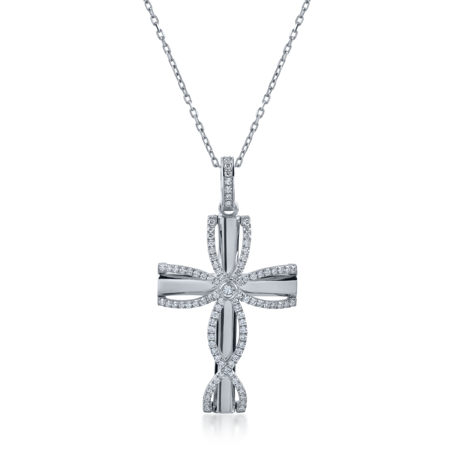 White gold cross pendant necklace with 0.32ct diamonds