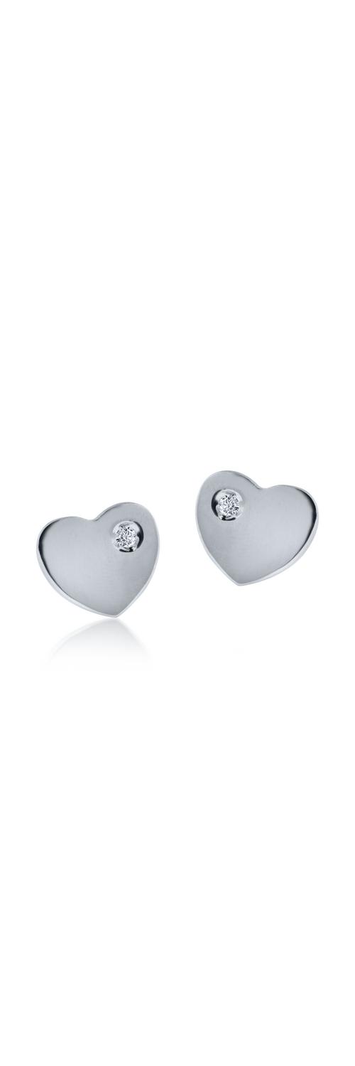 White gold heart children's earrings