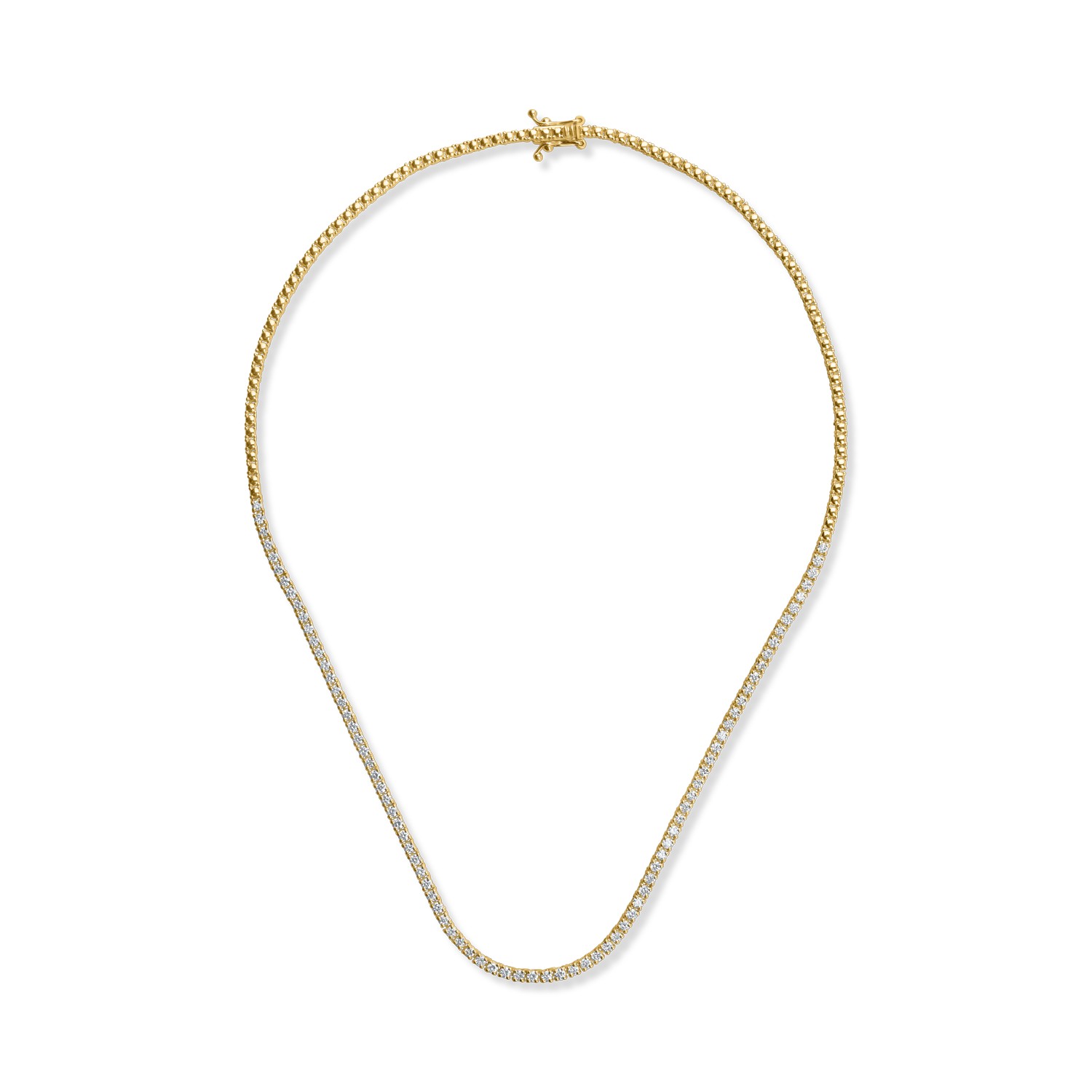 Yellow gold tennis necklace with 2.05ct diamonds