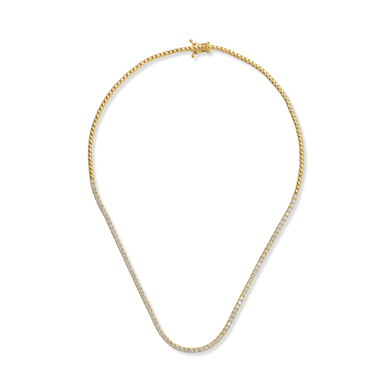 Yellow gold tennis necklace with 2.05ct diamonds
