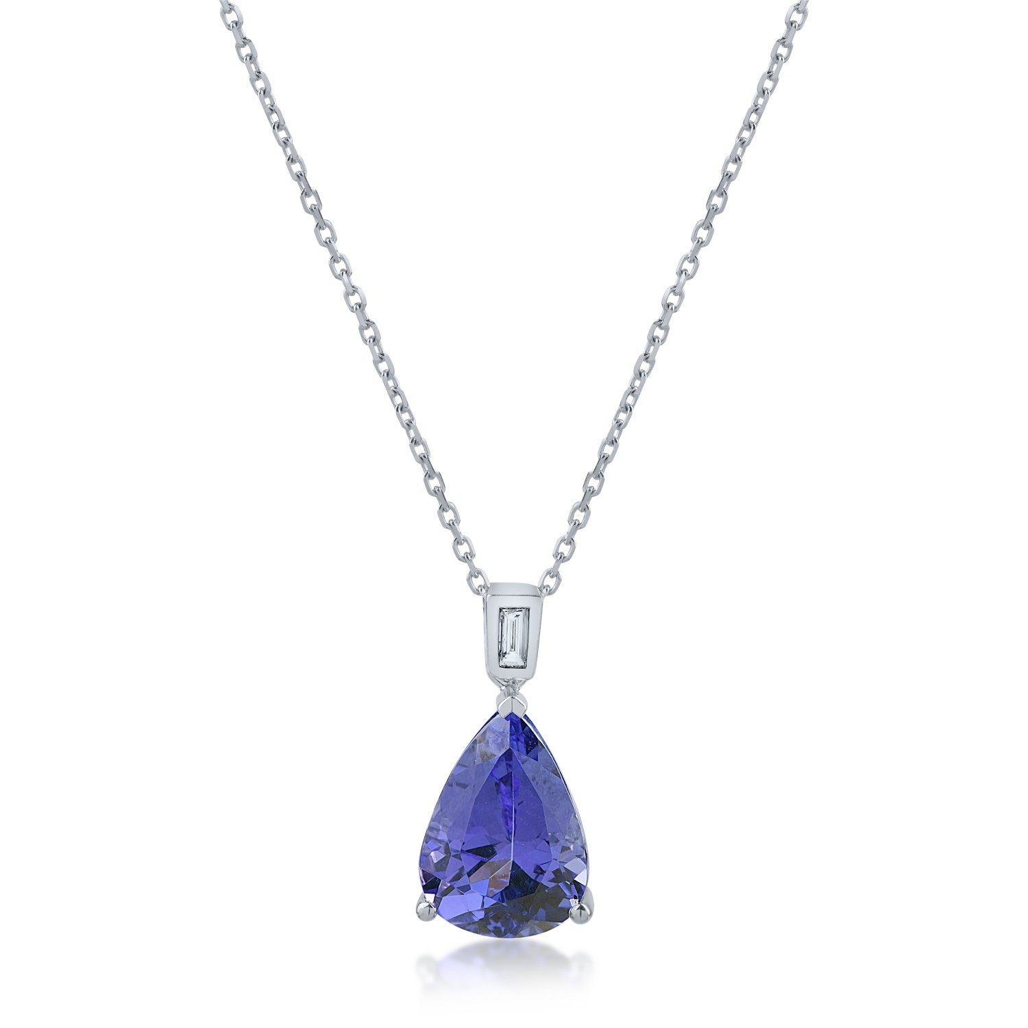 White gold pendant necklace with 3.75ct tanzanite and 0.04ct diamond