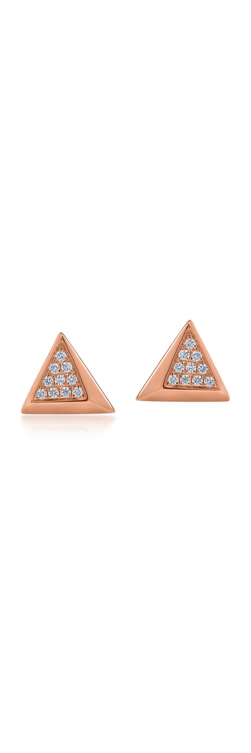 Геометрични обеци от розово злато с 0.056кt диаманти