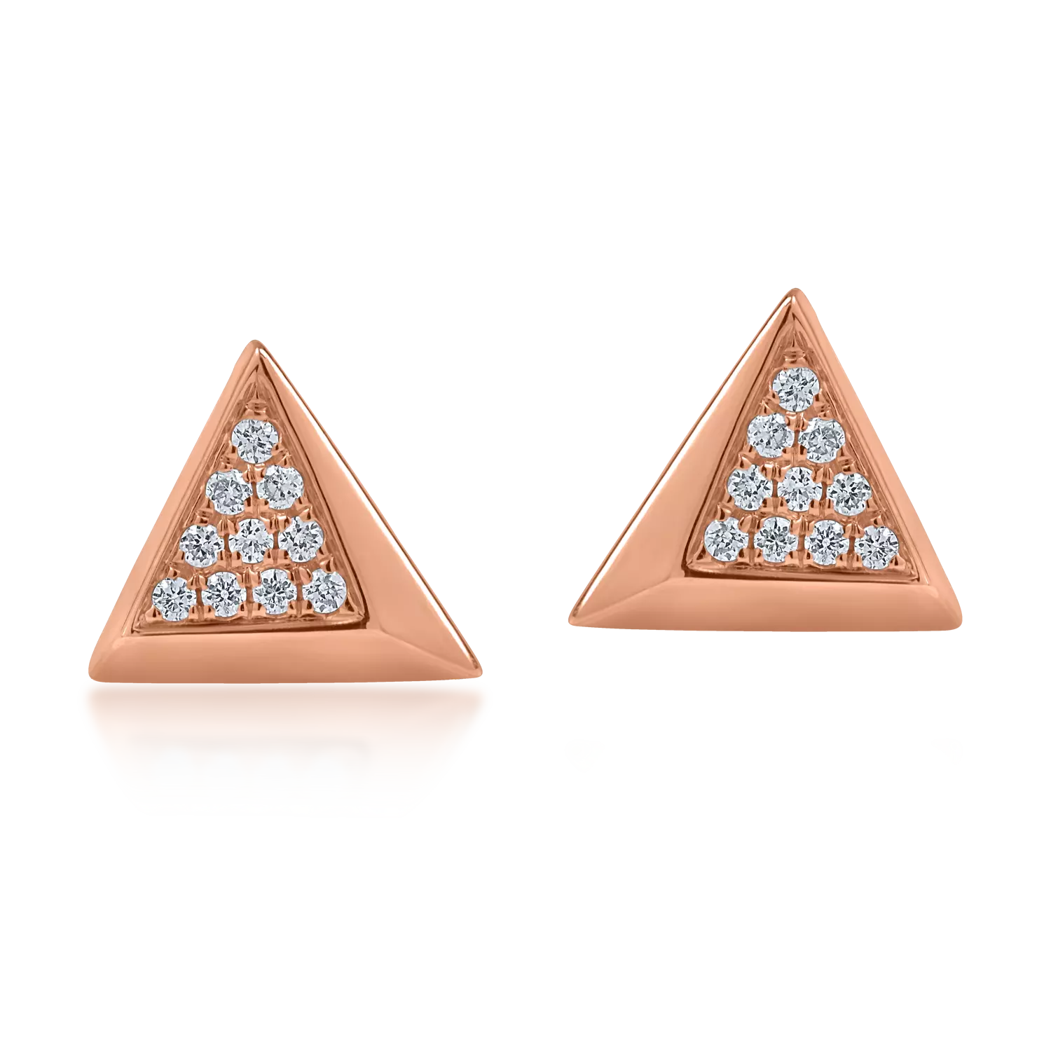 Cercei geometrici din aur roz cu diamante de 0.056ct