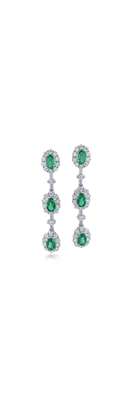 Platinum earrings with 1.24ct emeralds and 1.14ct diamonds