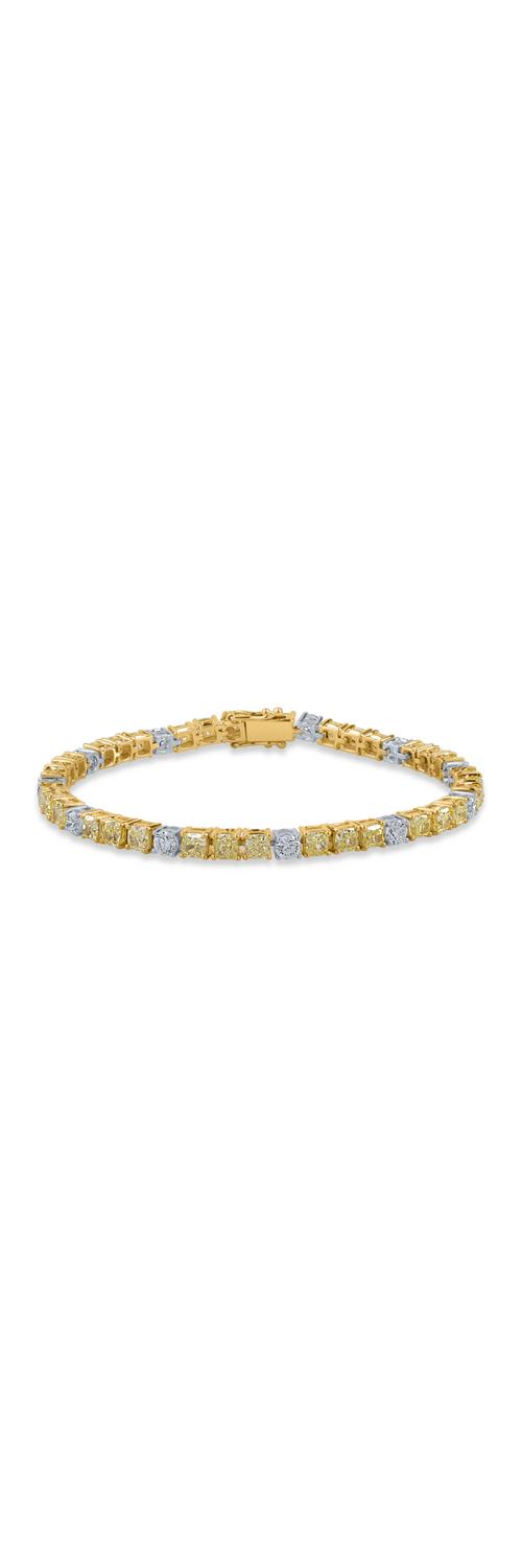 White-yellow gold tennis bracelet with 8.59ct yellow diamonds and 1.91ct clear diamonds