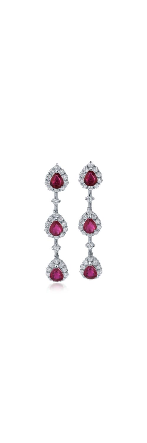 Platinum earrings with 2.83ct rubies and 1.12ct diamonds