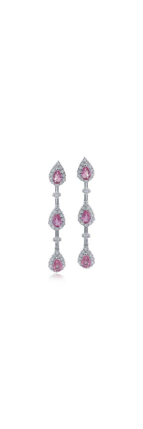 Platinum earrings with 1.38ct pink sapphires and 0.66ct diamonds