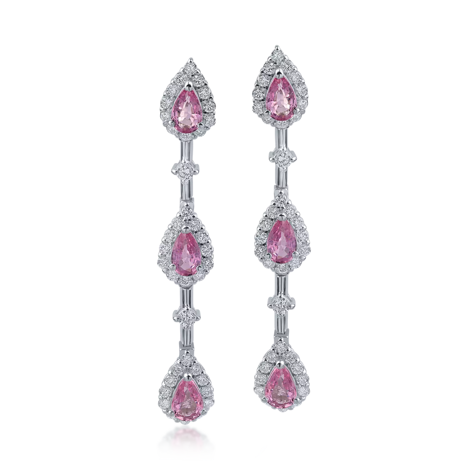 Platinum earrings with 1.38ct pink sapphires and 0.66ct diamonds