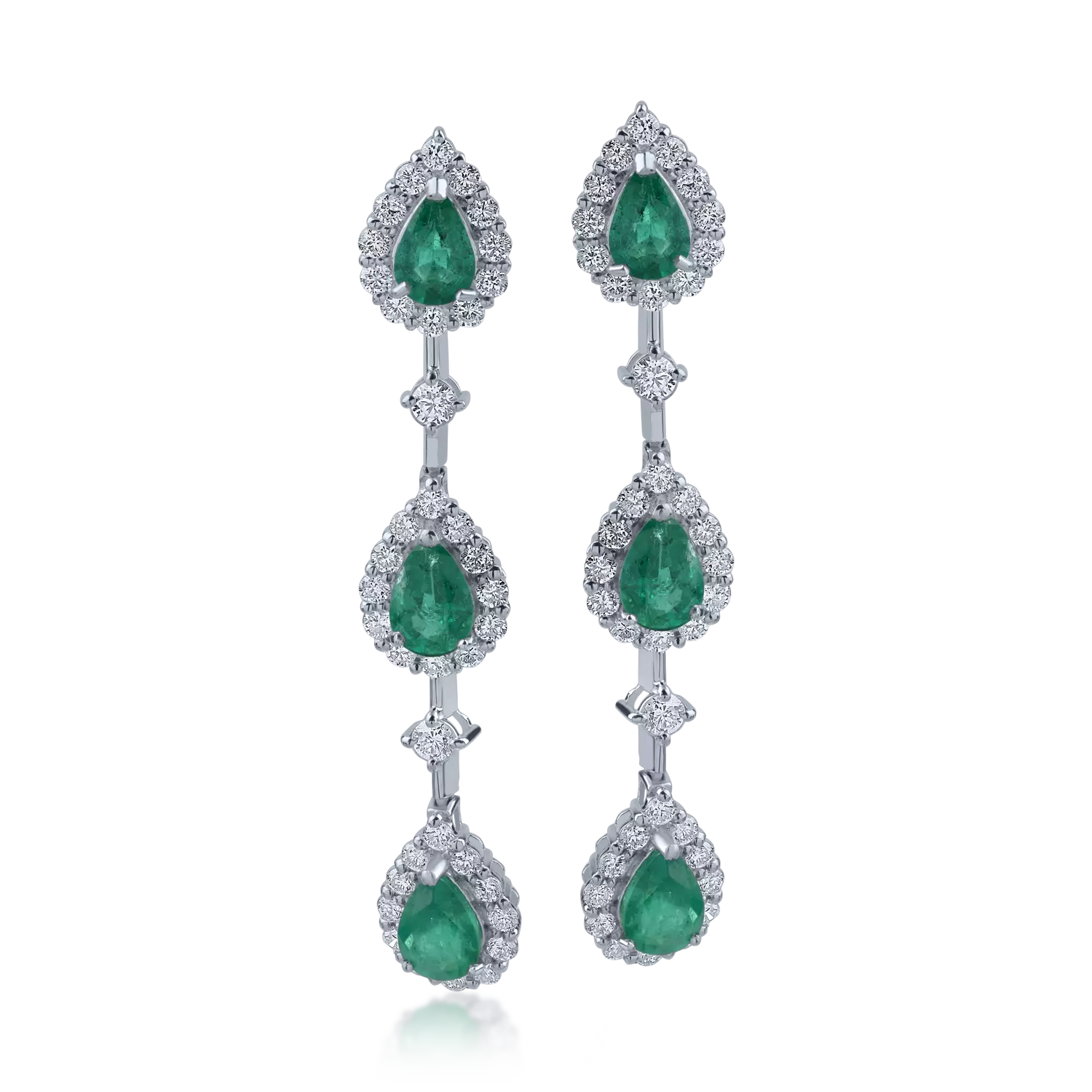 Platinum earrings with 2.16ct emeralds and 1.28ct diamonds