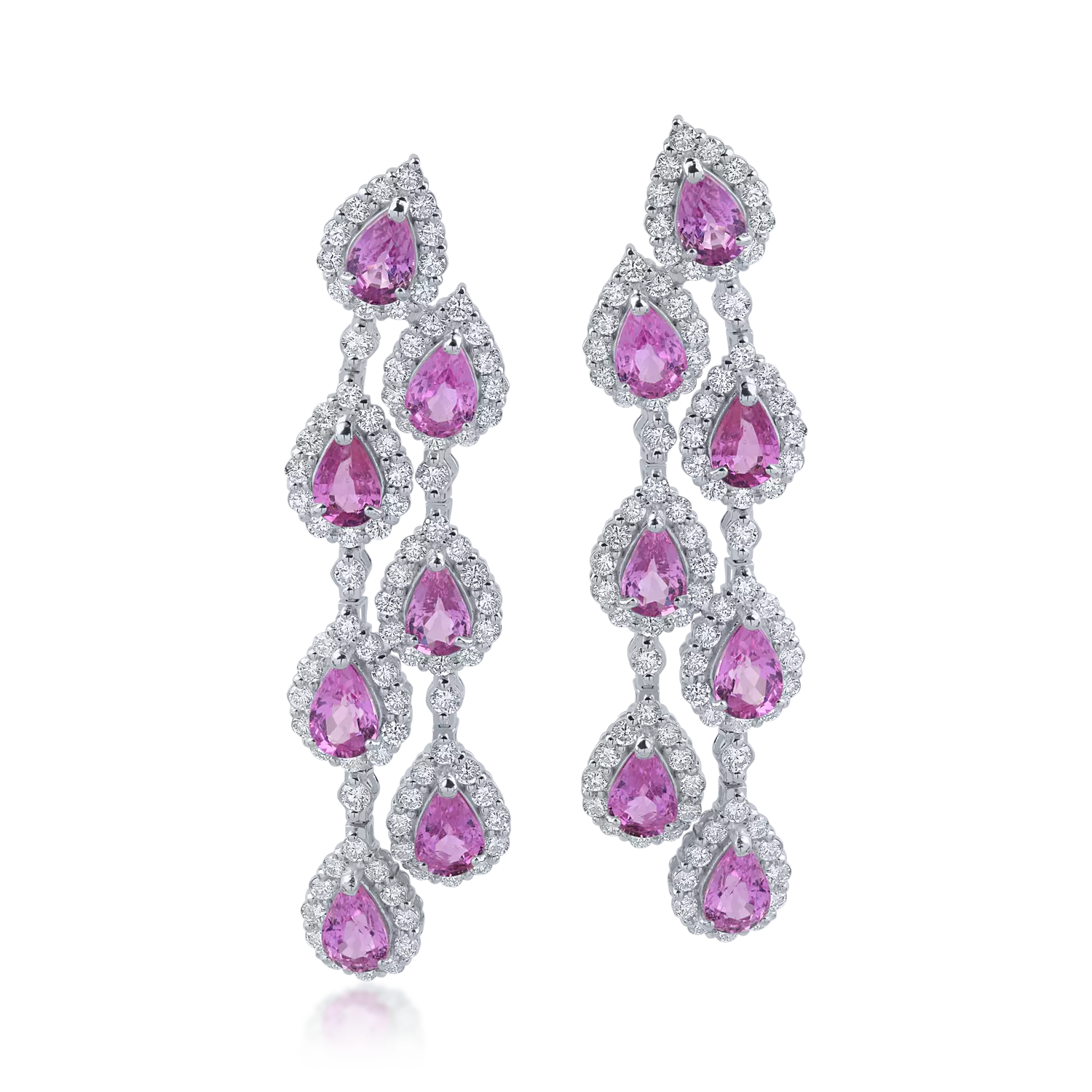 Platinum earrings with 7.35ct pink sapphires and 2.68ct diamonds