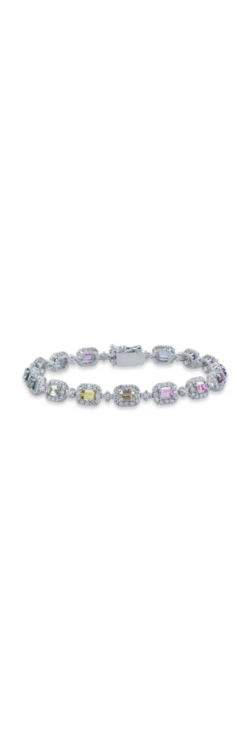 Platinum bracelet with 4.02ct multicolored sapphires and 2.11ct diamonds