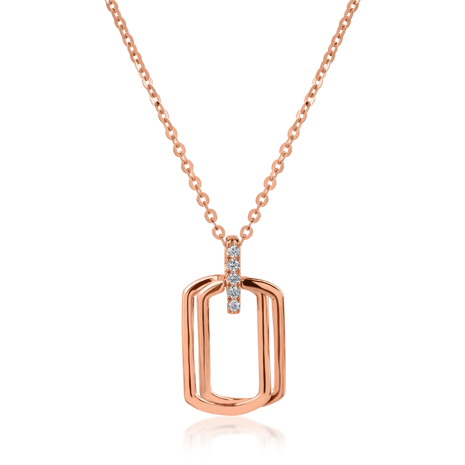 Геометрична висулка от розово злато с диаманти 0.025кt